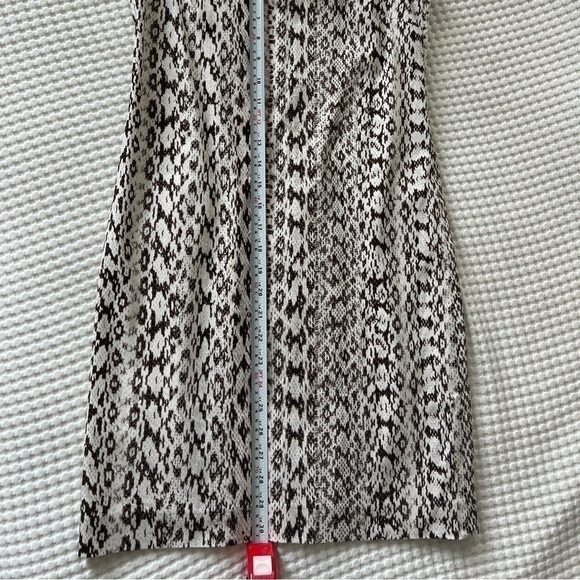 Max Mara | Brown & White Cotton Blend Round Neck Sleeveless Back Zip Dress - Picture 8 of 9